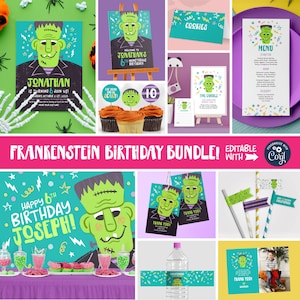October Birthday Bundle, Pastel Goth Decor, Frankenstein Poster, Frankenstein Decor, Frankenstein Birthday Backdrop, DIY Birthday