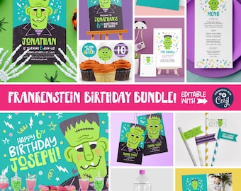 October Birthday Bundle, Pastel Goth Decor, Frankenstein Poster, Frankenstein Decor, Frankenstein Birthday Backdrop, DIY Birthday