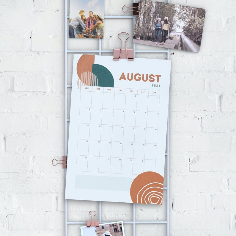 2024 Calendar Printable Boho Calendar Desk Calendar Monthly Do Etsy