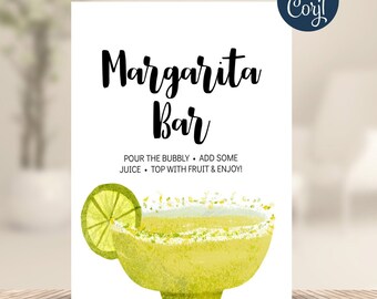 Insegna del Margarita Bar: menù di bevande personalizzato, decorazioni per feste e docce