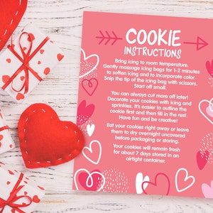 Valentines DIY Cookie Kit Instruction Card, Valentine cookiecard, INSTANT Download, Cookie Card, Cookie Kit Printable, Digital File