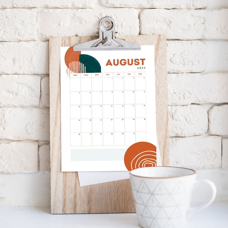 2024 Calendar Printable Boho Calendar Desk Calendar Monthly Do Etsy