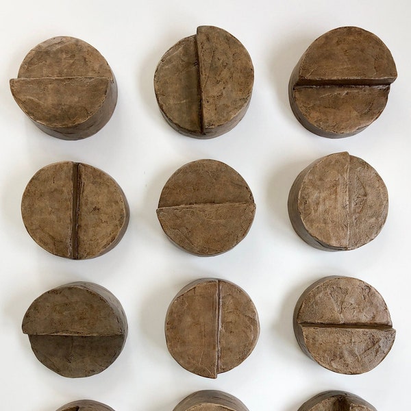 Plaster Sculptural Circular Wall Art, Brown Grey Artwork Set, Modern Wall Decor