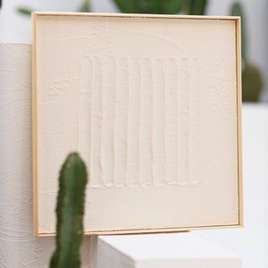 Moderna arte della parete in gesso, pittura strutturata fatta a mano, arte della parete minima incorniciata, dimensioni e colore personalizzati
