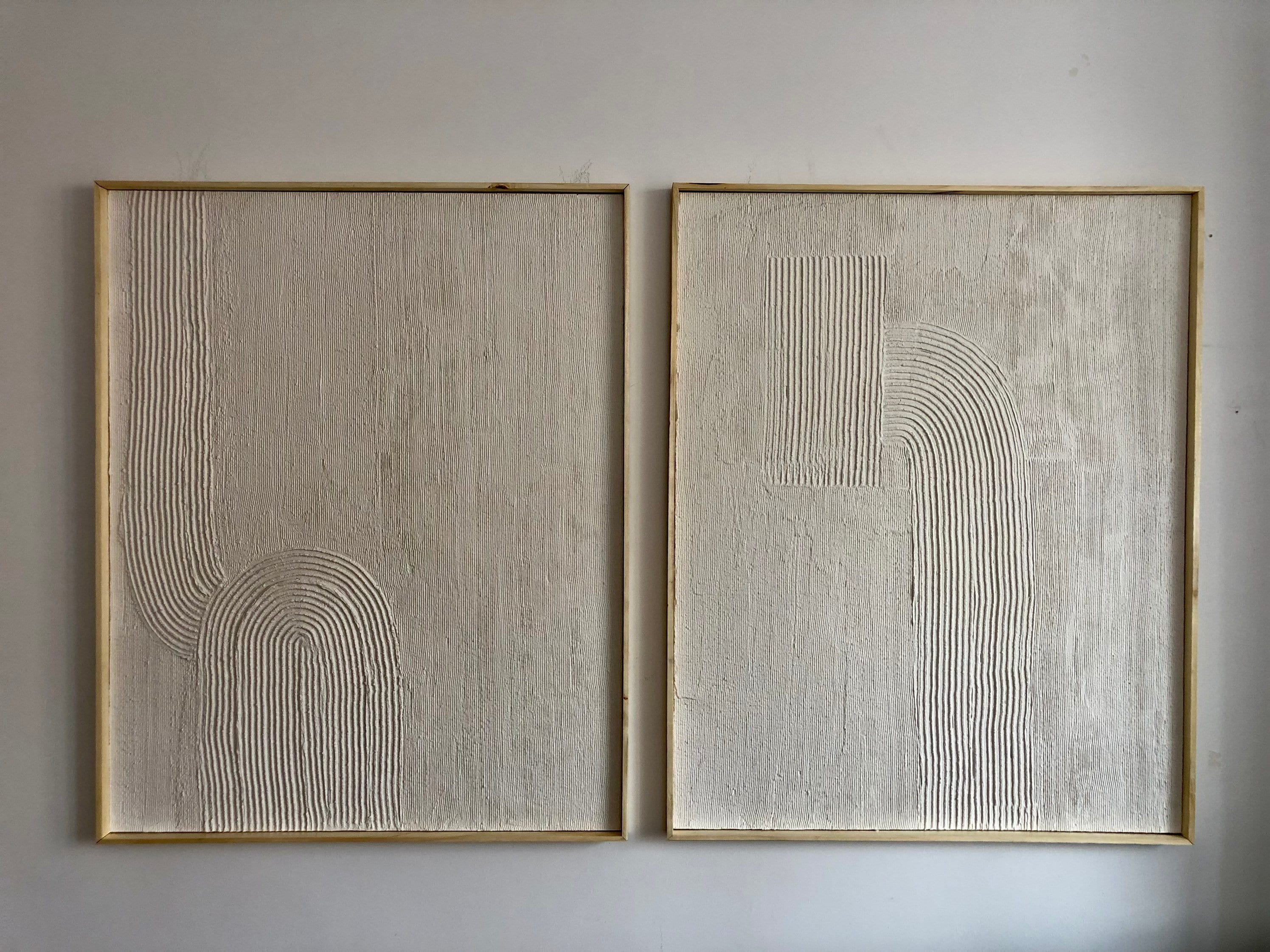 Framed Textured Plaster Wall Art, Set of 2 Minimal Wall Art Set ...