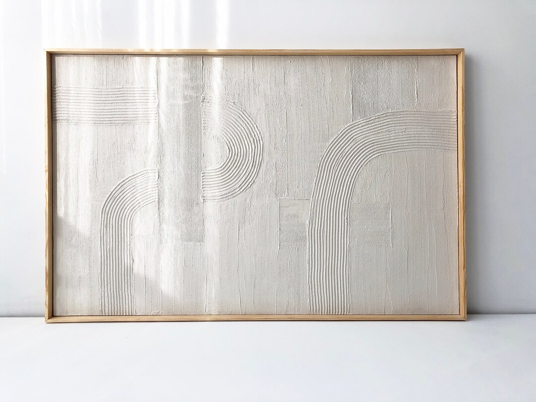 Plaster Wall Art, Textured White Art, Sculptural Artwork, Oversized