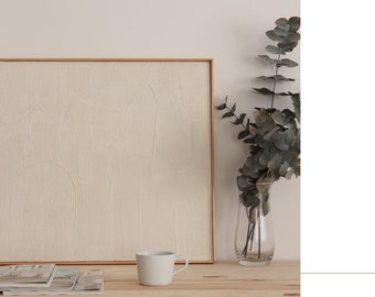 Oprawione w ramę dzieło sztuki ściennej z gipsu, sztuka nowoczesna z połowy wieku, minimalistyczny wystrój ścienny, sztuka ścienna boho, dzieło sztuki 3D, sztuka ścienna w reliefie