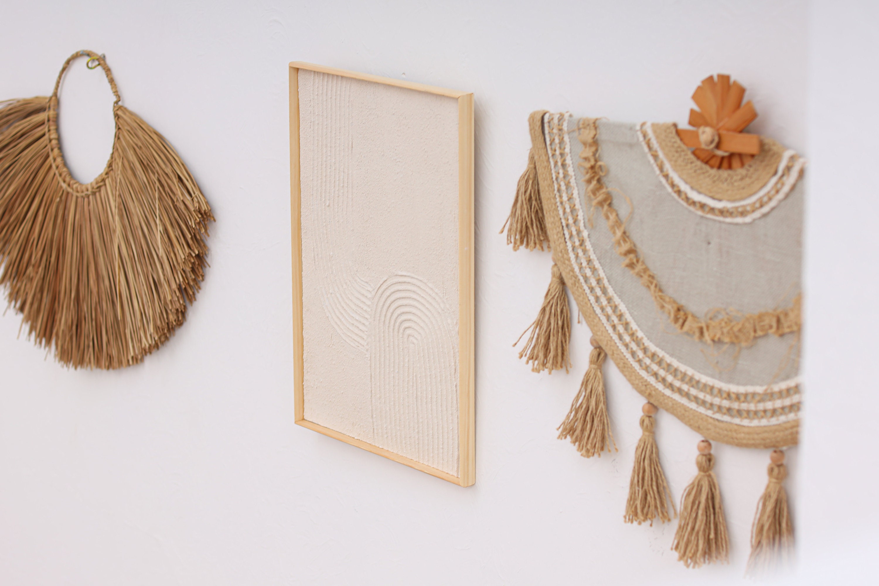 Framed Textured Wall Art Plaster Artwork Mid Century Boho Etsy