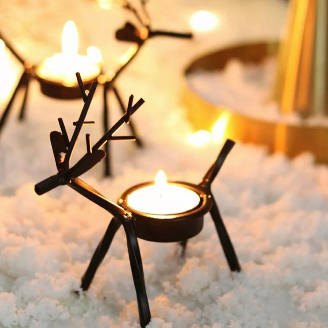 Statement Christmas Reindeer Tea Light Candle Holders Etsy UK