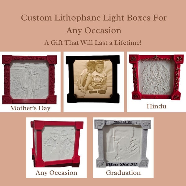 Custom Lithophane Light Box for Any Occasion! Graduation/Birthday's/Mother's Day/Diwali