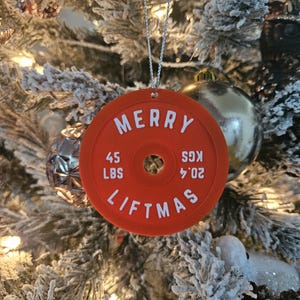 Red Merry Liftmas Barbell Weight Ornament Gym Gifts Weightlifting Gifts Ornament Crossfit Gifts Secret for Friend Gym Ornament Christmas