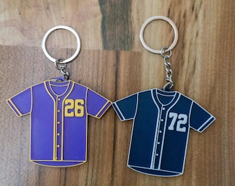 Portachiavi personalizzato con maglia da baseball, targhetta per borsa, stampato in 3D, regalo per appassionati di baseball, regalo per bambini, regalo per la squadra sportiva di baseball, portachiavi personalizzato con targhetta per borsa