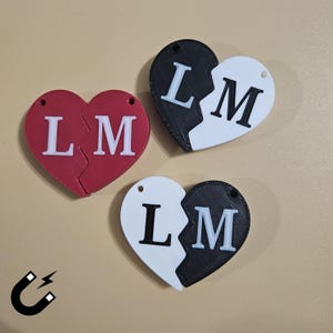 Personalized Magnetic Heart Shaped Keychain Set, Couples Keychain, Matching Keychain, Best Friend Keychain, Long Distance Gift