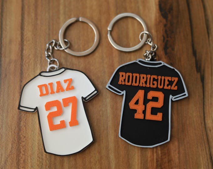 Personalized Sports Jersey Keychain Bag Tag 3D Printed Gift for Sports Fans Gift for Kids Sports Sports Team Gift Custom Keychain Bag Tag