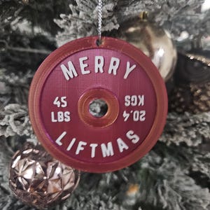 Red Gold Merry Liftmas Barbell Weight Ornament Gym Gifts Weightlifting Gifts Ornament Crossfit Gift Secret for Friend Gym Ornament Christmas