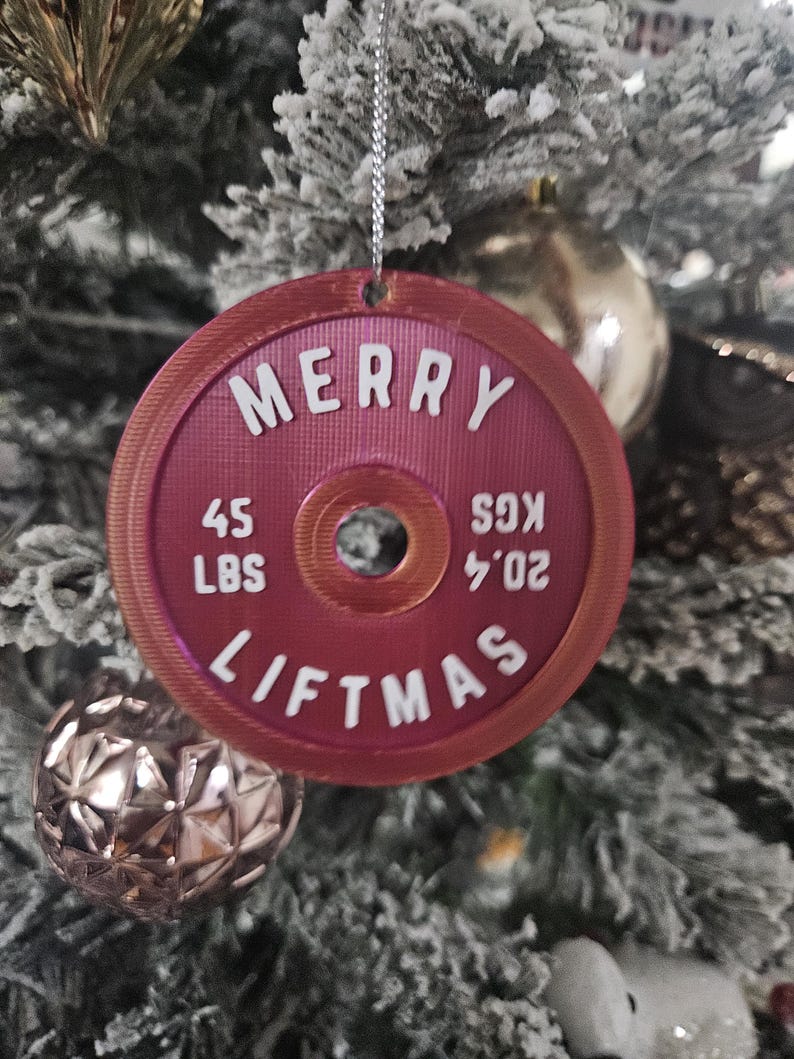 Red Gold Merry Liftmas Barbell Weight Ornament Gym Gifts Weightlifting