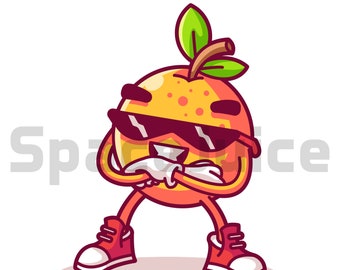 Cool Orange Clipart - Orange Digital Download - Summer Party - Digital or Printable - Orange Cartoon - Cool Fruit - Fruit - PNG