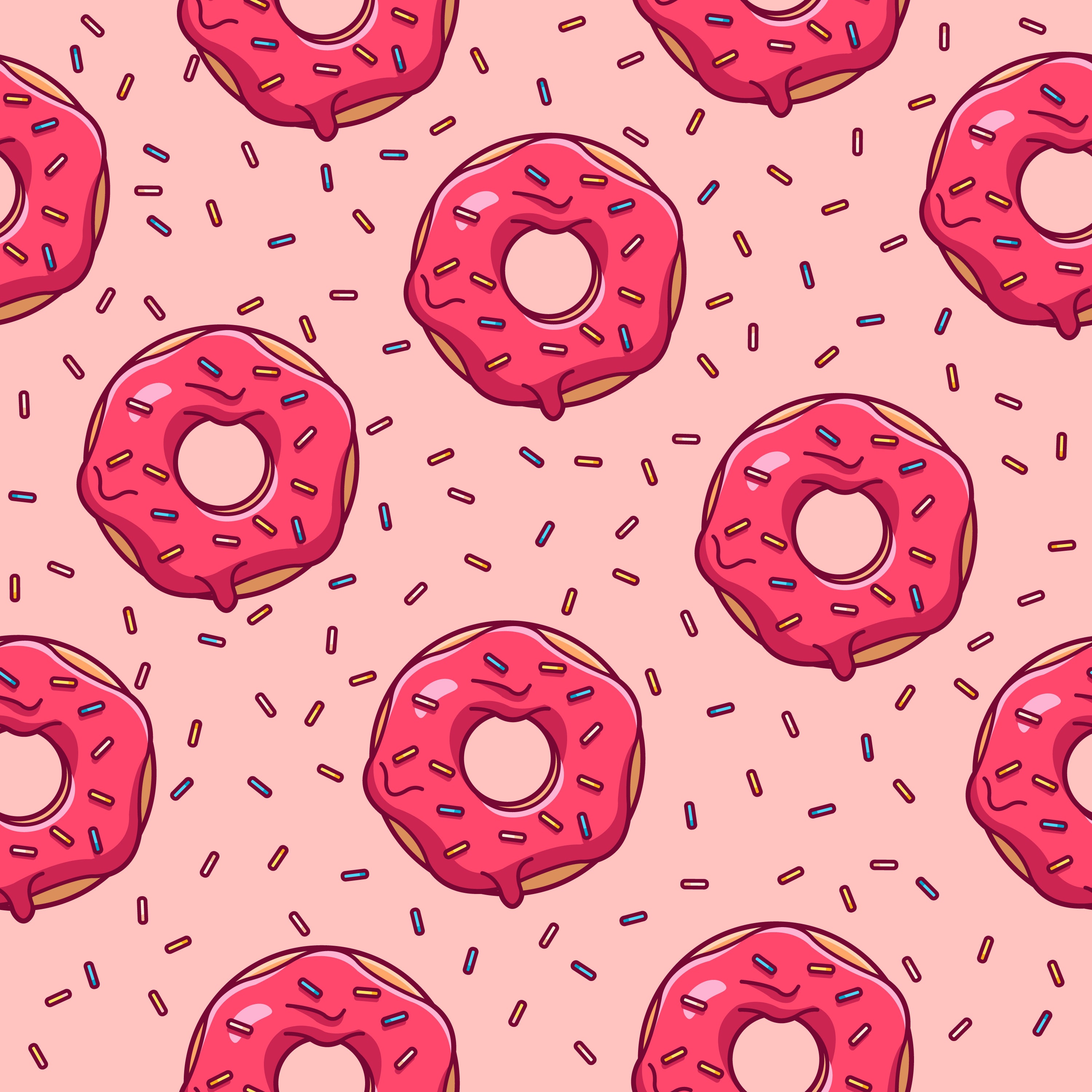 Doughnut Seamless Pattern Clipart Instant Download Commercial Use Graphics Cute Doughnut Background Design Donut Printable Etsy