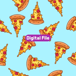 Pizza Slice Seamless Pattern - Clipart - Instant Download - Fast Food Graphics - Cute Pizza - Background - Design - Clipart - Printable
