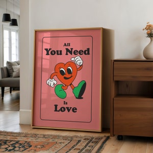 Classroom Art, Kids Room Art, Downloadable Print, Cartoon Art Print, Love Print, Trendy Posters, Vintage Mascot Art, Motivation Art
