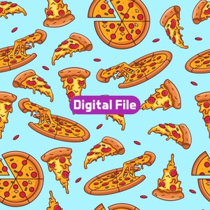 Pizza Slice Seamless Pattern - Clipart - Instant Download - Fast Food Graphic - Cute Pizza - Background - Design - Digital Paper - Printable