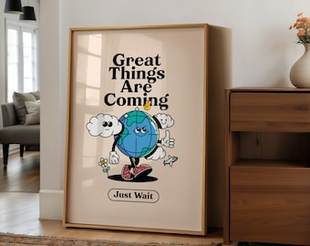 Impresión retro para el aula, carteles coloridos sobre la mentalidad de crecimiento, material para profesores, juego de pared con galería de descarga instantánea, decoración de dopamina, arte infantil