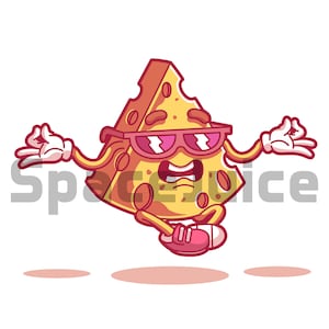 Cool Cheese Clipart - Cheese Digital Download - Fast Food - Digital or Printable - Cheese Cartoon - Cool Cheese - Cheese - PNG - Kids Party