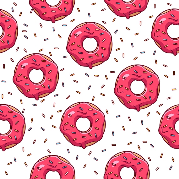 Doughnut Seamless Pattern Clipart Instant Download - Etsy