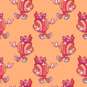 Hot Dog Seamless Pattern - Clipart - Instant Download - Fast Food Graphic - Cute Hot Dog - Background - Design - Digital Paper - Printable
