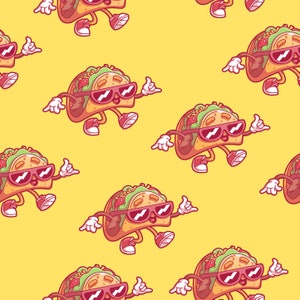 Taco Seamless Pattern - Clipart - Instant Download - Fast Food Graphic - Cute Taco - Background - Design - Digital Paper - Printable - Taco