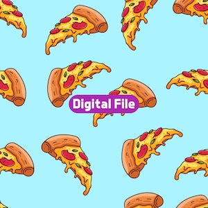 Pizza Slice Seamless Pattern - Clipart - Instant Download - Fast Food Graphic - Cute Pizza - Background - Design - Digital Paper - Printable