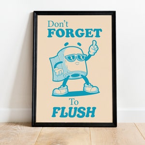 Blue Restroom Wall Print, Bathroom Decor, Retro Print, Restroom Poster, PRINTABLE Print, Retro Trendy wall Art, Toilet Print