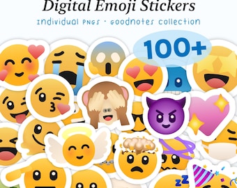 DIGITAL EMOJI STICKER Set — 100+ Cute Digital Stickers for Planners & Journals | Goodnotes and PNGs