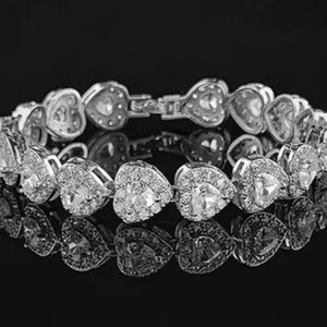 Silver Heart Bracelet Iced Out