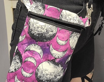 Hook on pouch. Hip pouch. Spiderweb, tarot cards, moon phases, heart, celestial, serial kill, halloween, blood splatter, goth, gothy