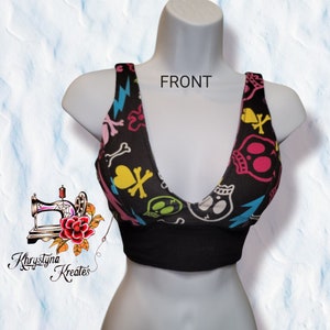 Floral Sugar Horror Skull Print Sports Bra Women Camisole Pullover