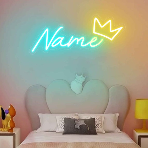 Custom Name Neon Sign With Crown Child's Room Neon - Etsy Custom Name Neon Sign With Crown Child's Room Neon - Etsy
