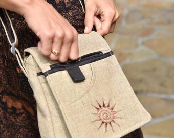 Boho-Baumwoll-Umhängetasche | Reisetasche für den Reisepass | Handgefertigt in Nepal