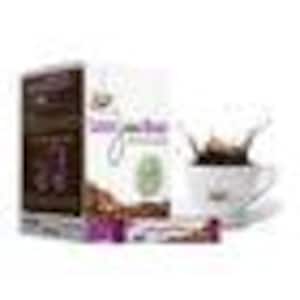 Può includere: Una scatola rettangolare di caffè con confezione marrone scuro e bianca con il testo '100% Arabica' e 'Coffee'. Accanto alla scatola c'è una tazza in ceramica bianca piena di caffè scuro con uno schizzo e una bustina di caffè singola.