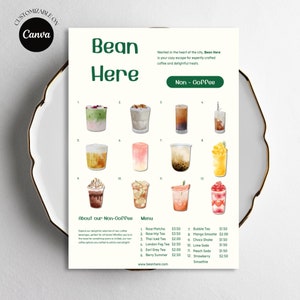 Cafe Menu Template, Cafe Menu Template, Editable Menu Template Price List, Minimalist Menu, Cafe Menu Board, Canva Design, Cafe Menu Mockup