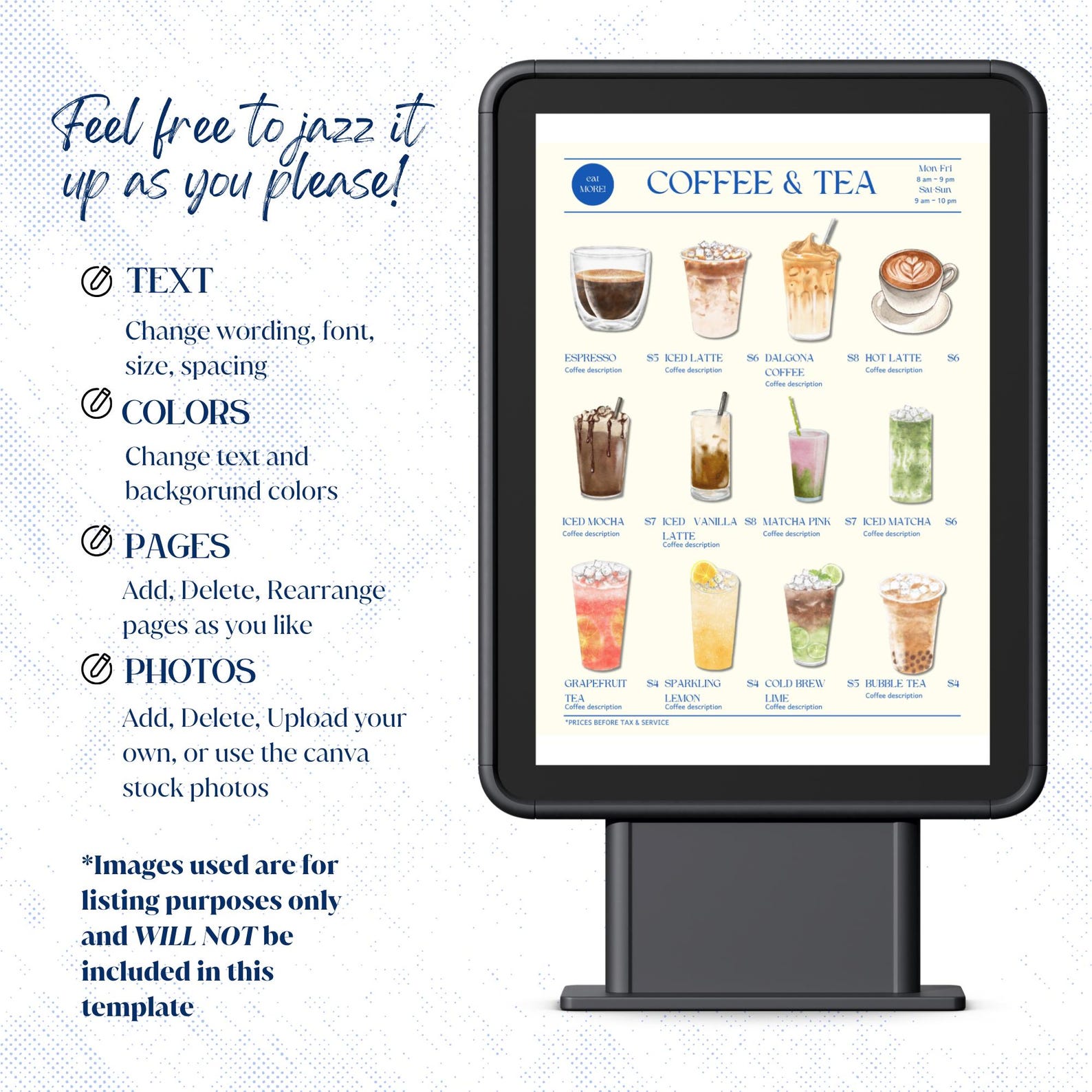 Modern Restaurant Menu Template, Fun Menu Template, Editable Menu ...
