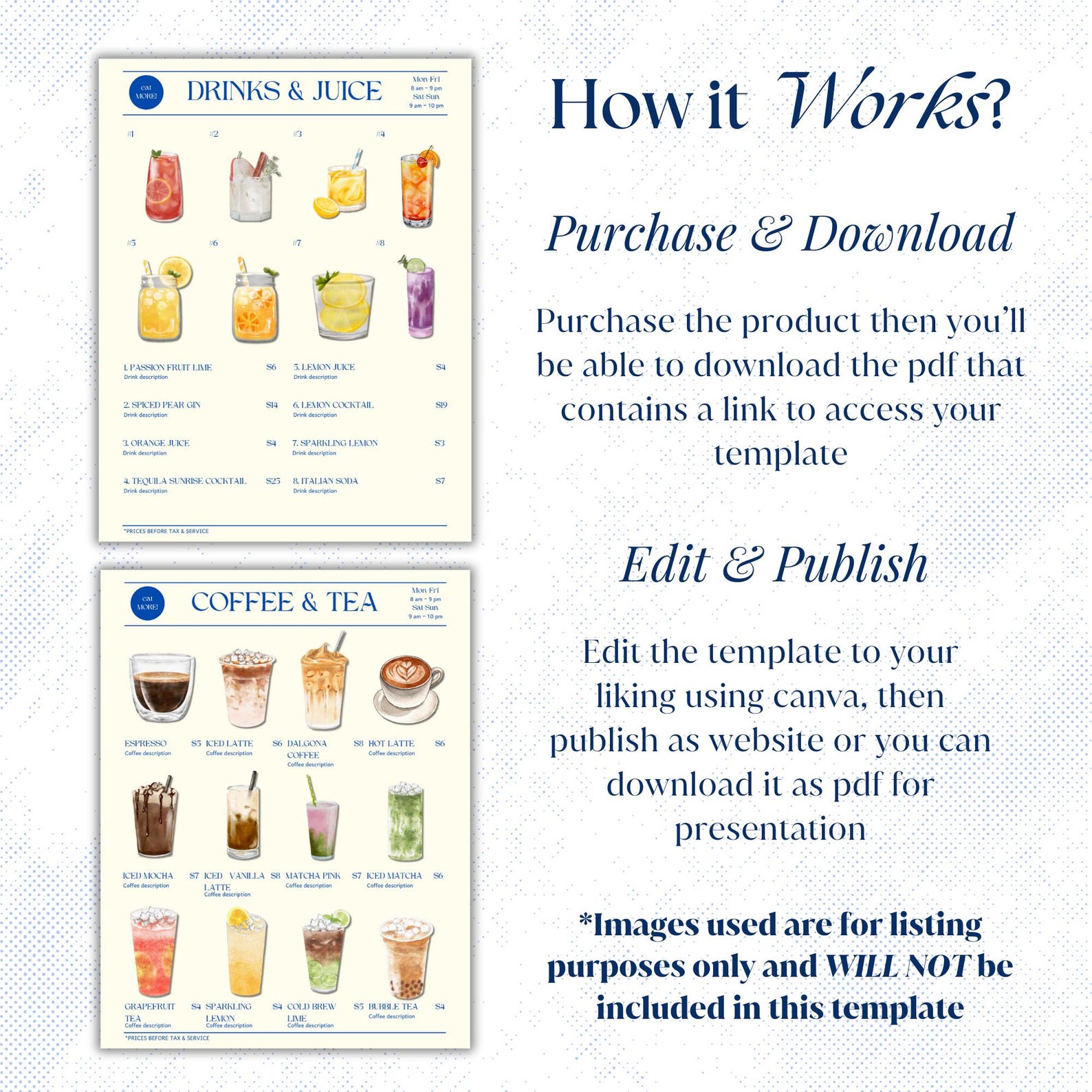 Modern Restaurant Menu Template, Fun Menu Template, Editable Menu ...