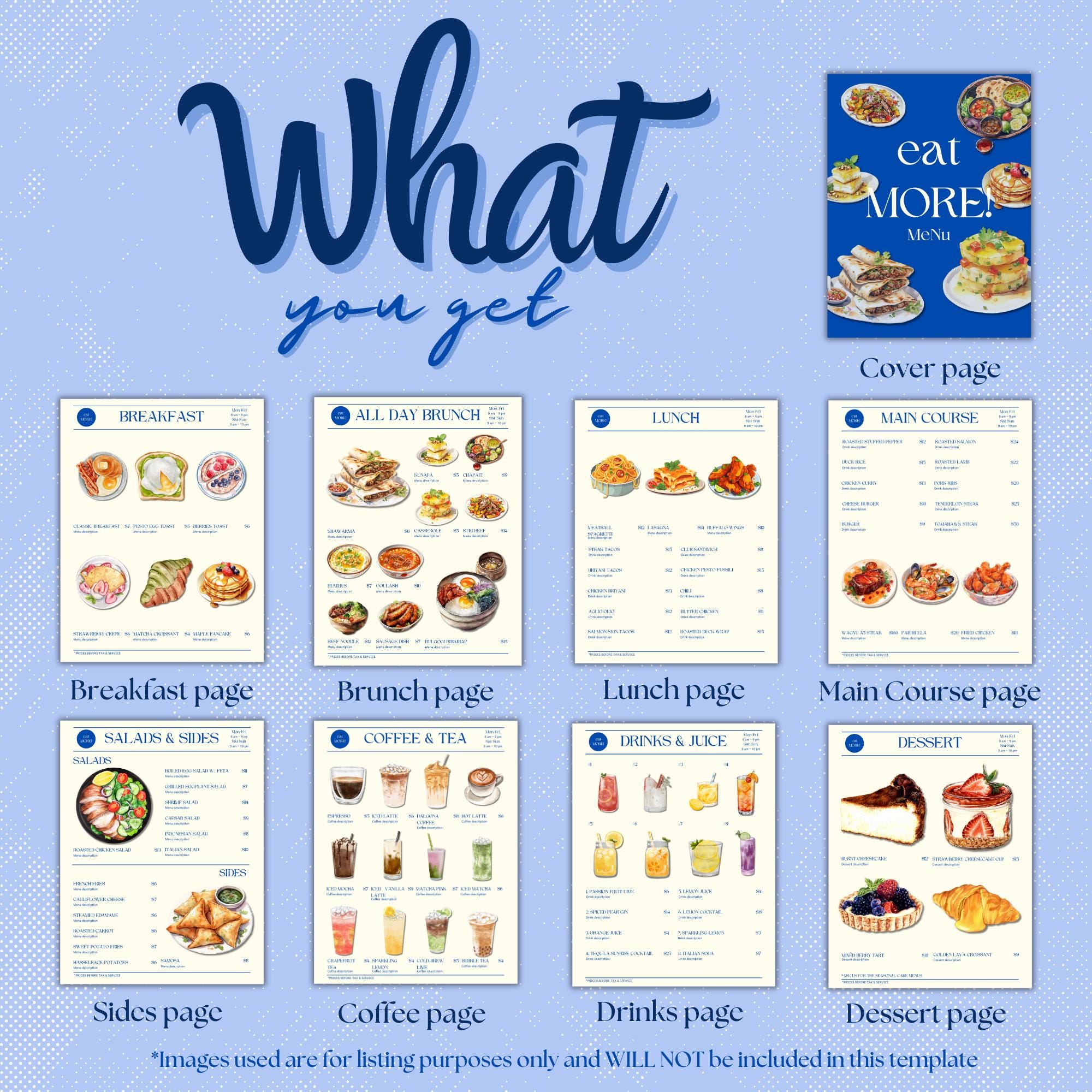 Modern Restaurant Menu Template, Fun Menu Template, Editable Menu ...