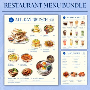Modèle de menu de restaurant moderne, Modèle de menu amusant, Liste de prix des modèles de menu modifiable, Menu minimaliste, Ensemble de modèles de menu | Conception de toile