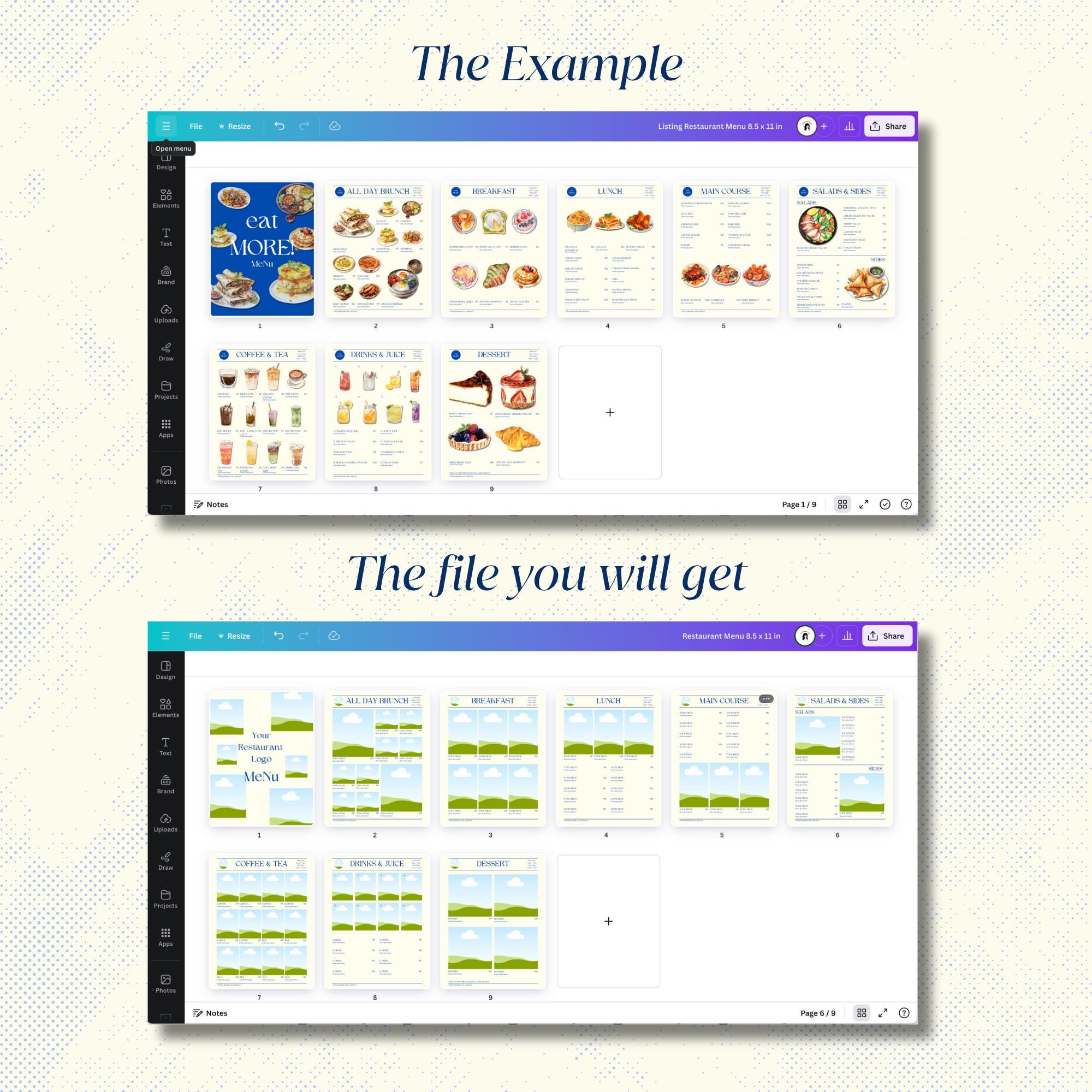 Modern Restaurant Menu Template, Fun Menu Template, Editable Menu ...