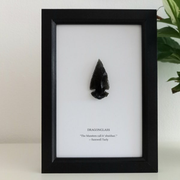 GOT Dragonglass Arrowhead Framed - Real Obsidian - Game of Thrones - Sam Taryly/Jon Snow - Game of Thrones Show - House of the Dragon Gift