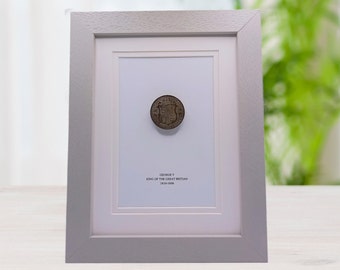 King George V Coin Framed 9x7 - Genuine King George Coin - King of Britain History Teacher Gift - Framed Coin - United Kingdom Coin Framed