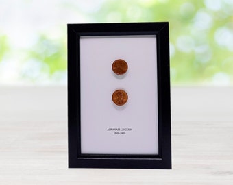 President Abraham Lincoln Coin Framed 7x5 - American Coin - History Teacher America Gift Artefact - American Presidential History - Lincoln