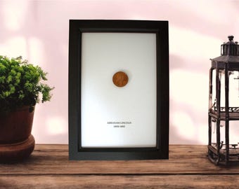 President Abraham Lincoln Coin Framed 7x5 - American Coin - History Teacher America Gift Artefact - American Presidential History - Lincoln