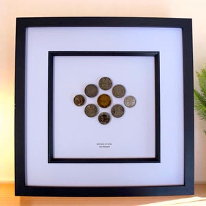 Republic of India (1947-Present) Coin Framed - Genuine India Politics Coins - History Teacher Gift Artefact - Indian History
